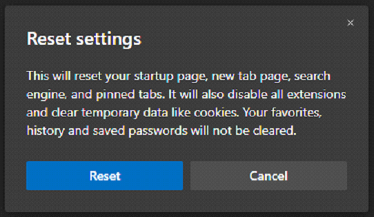Reset Settings