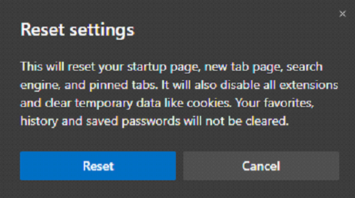 Reset Settings