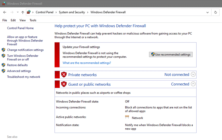 Allow an App or Feature through Windows Defender Firewall