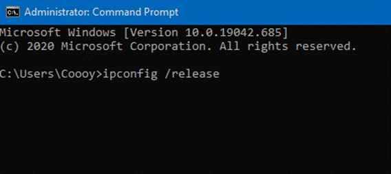 ipconfig /release