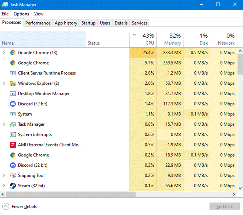 close apps in task manager