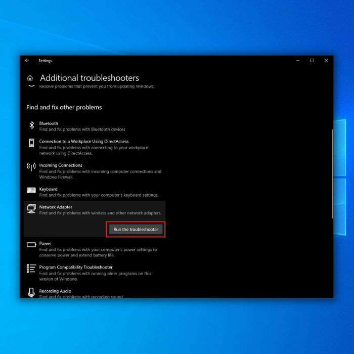 Network Adapter Troubleshooter