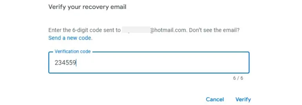 entering verification code 1