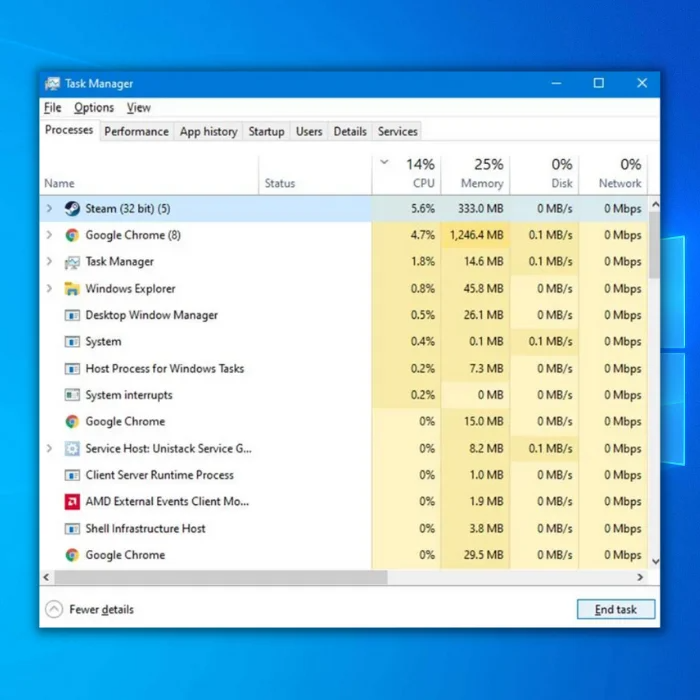 steam in task manager