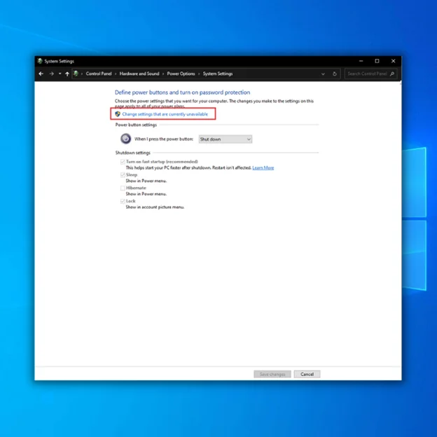 change unavailable settings