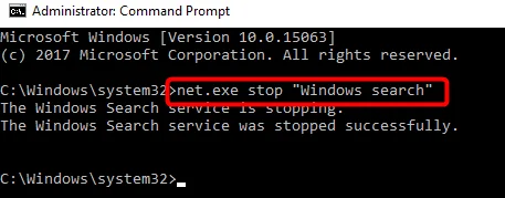 disable windows search in cmd