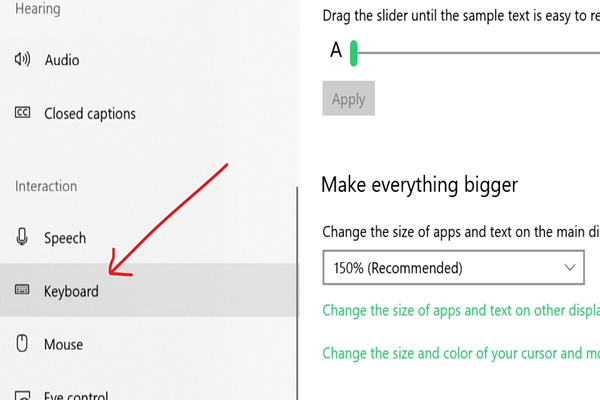 keyboard option