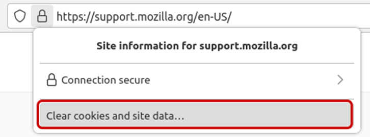 clear cookies and site data