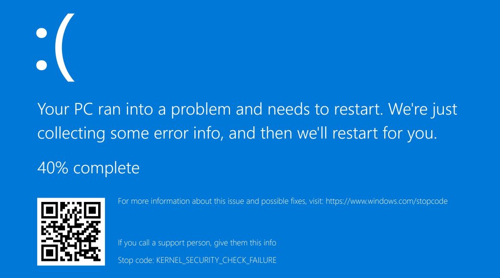 kernel security check failure 40