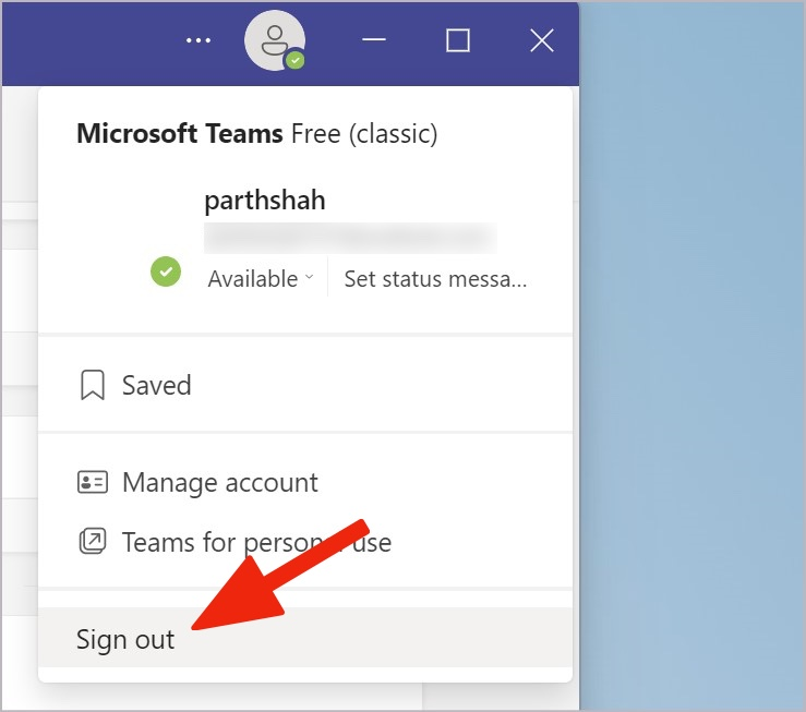 sign out from teams
