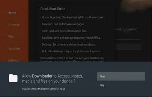 allow downloader access kodi