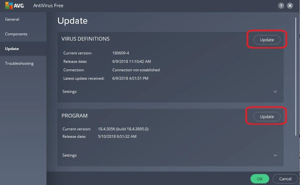 avg update button