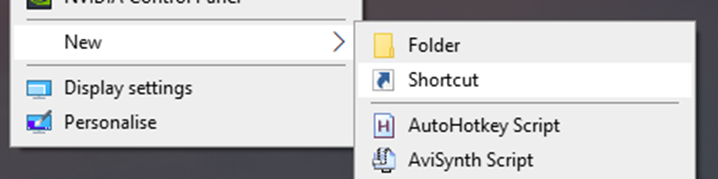 create new shortcut