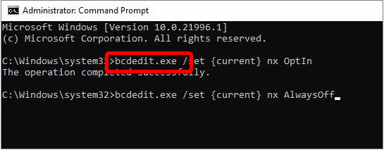 bcdedit command