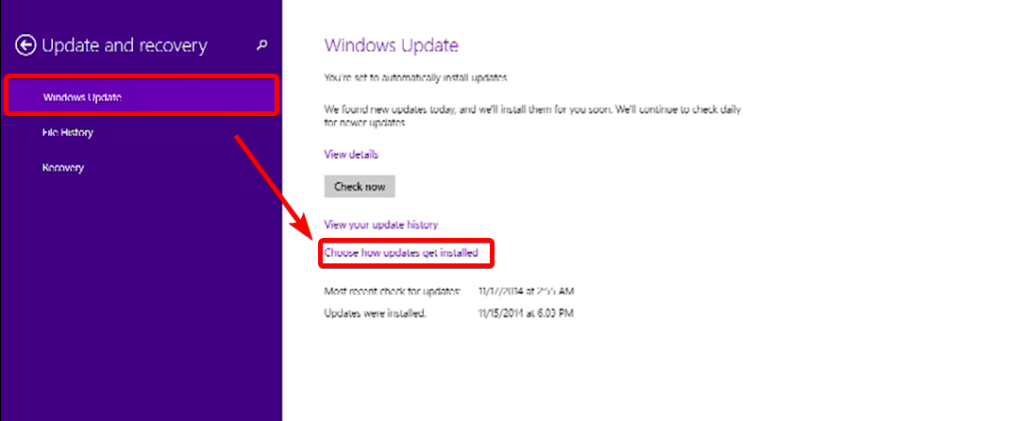 choose how updates are installed in windows 8