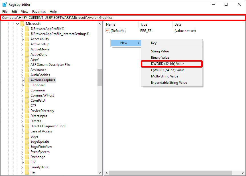 creat new dword disablehwacceleration