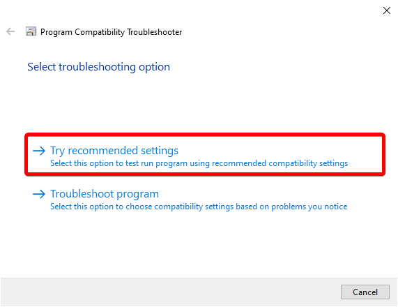 pct try recommended settings
