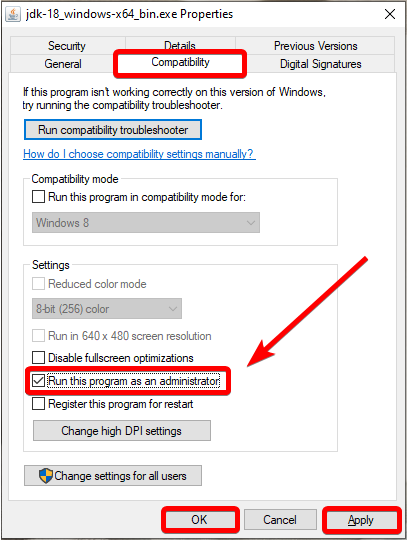 run java as admin