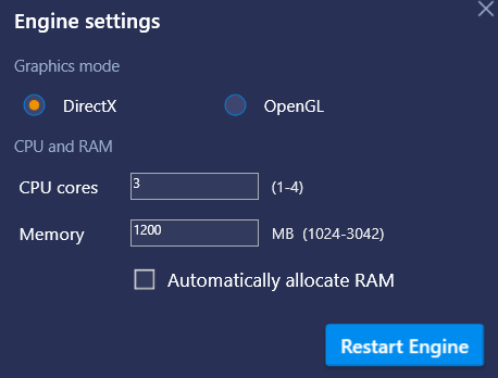select directx in graphics mode