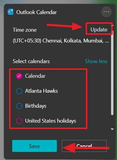 update calendars