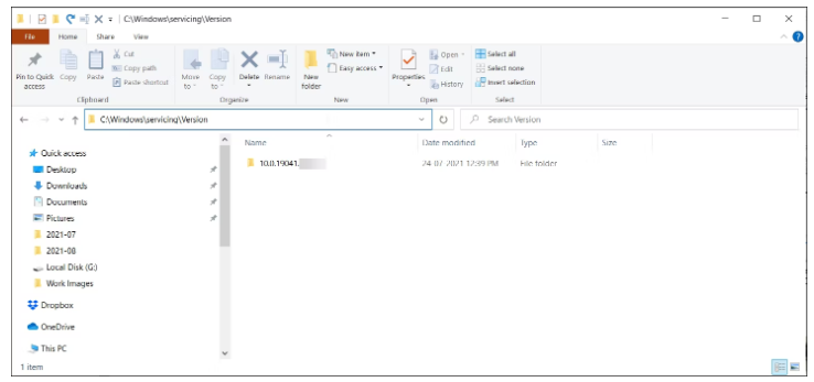 windows servicing version