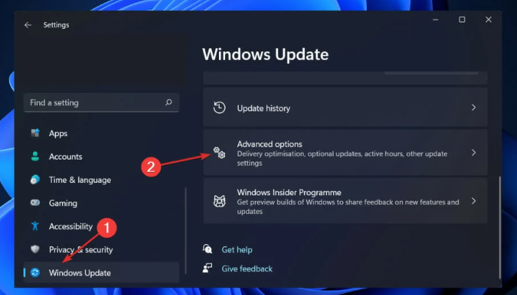 windows update advanced options
