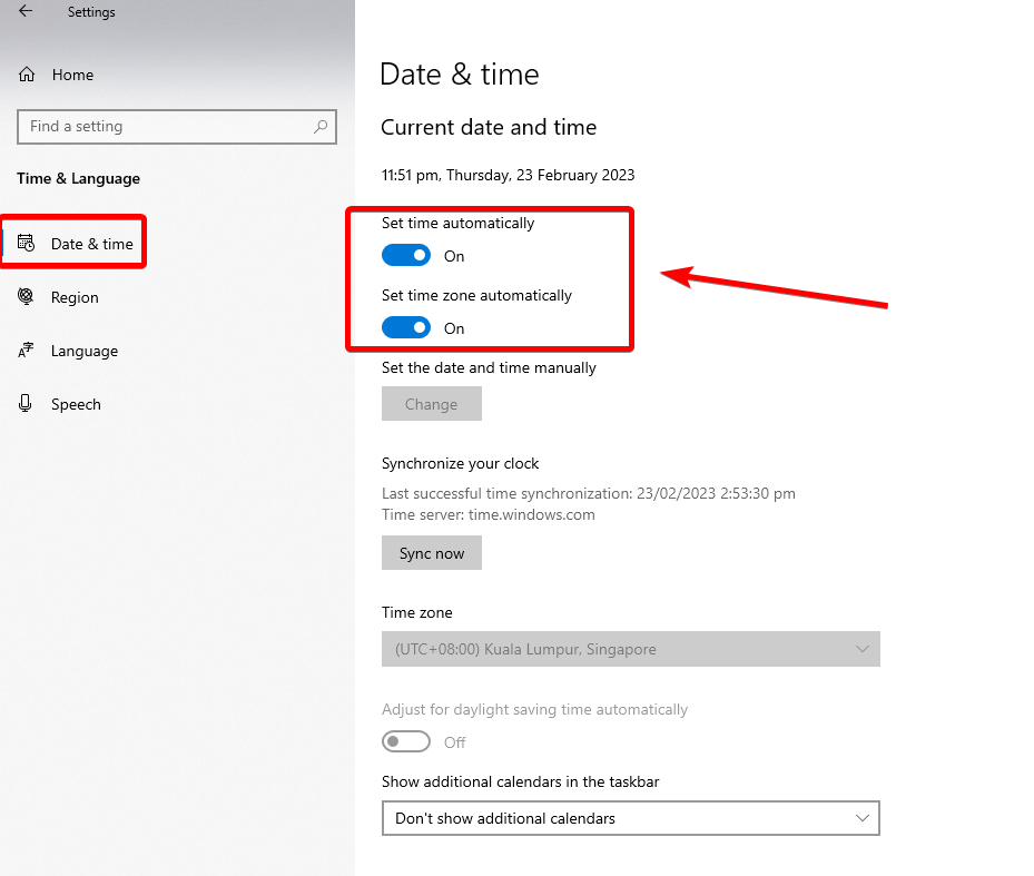 automatically set time and time zone