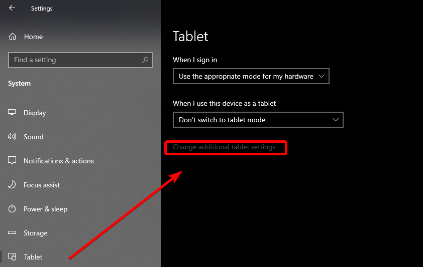 change additional tablet settings