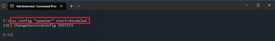 disable service in cmd