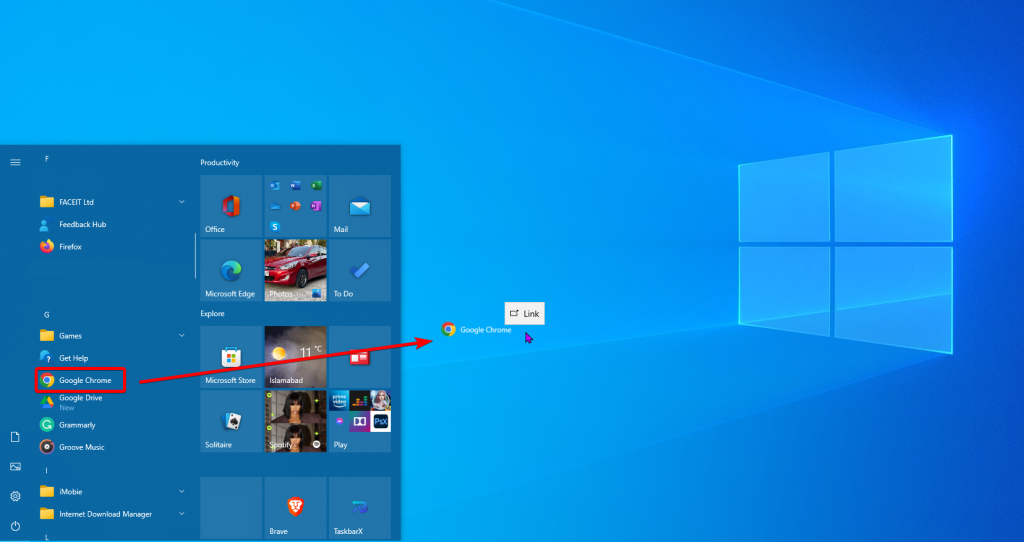 drag chrome icon to desktop