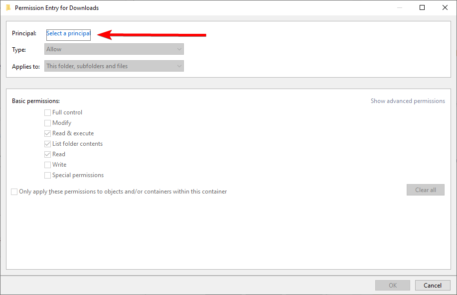 enter principal username