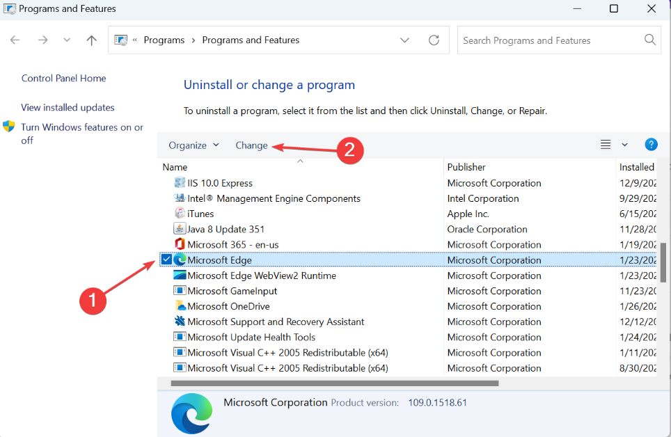 select change in microsoft edge