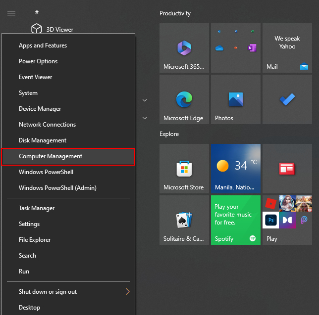 select computer management
