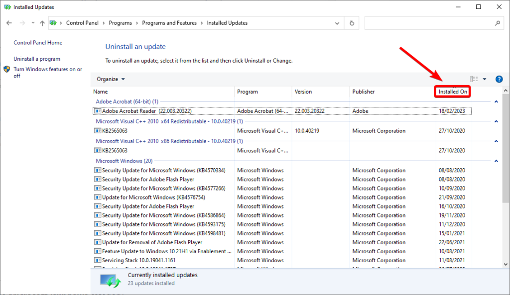 sort as installed on