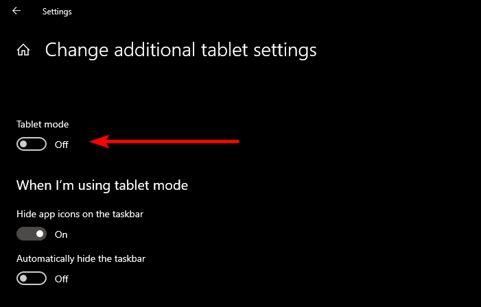 tablet mode option