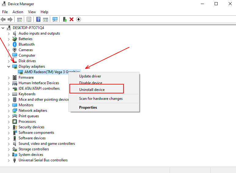 uninstall amd graphics driver