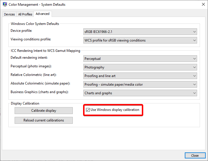 use windows display calibration