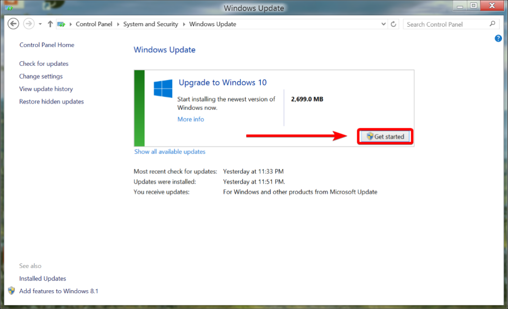 windows 10 upgrade in windows 8