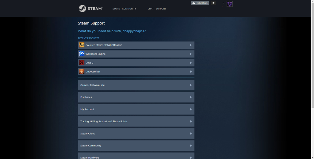 contact steam support