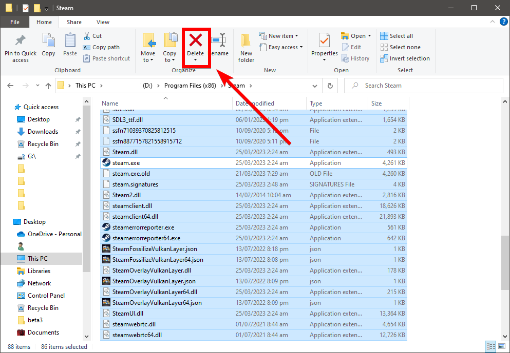 delete all steam files in steamapps folder