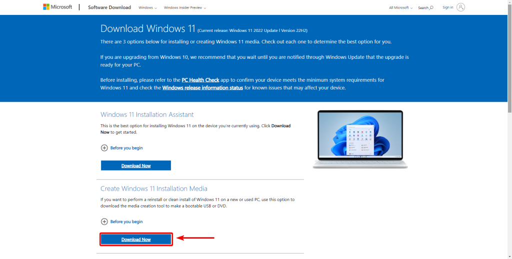 download windows 11 installation media