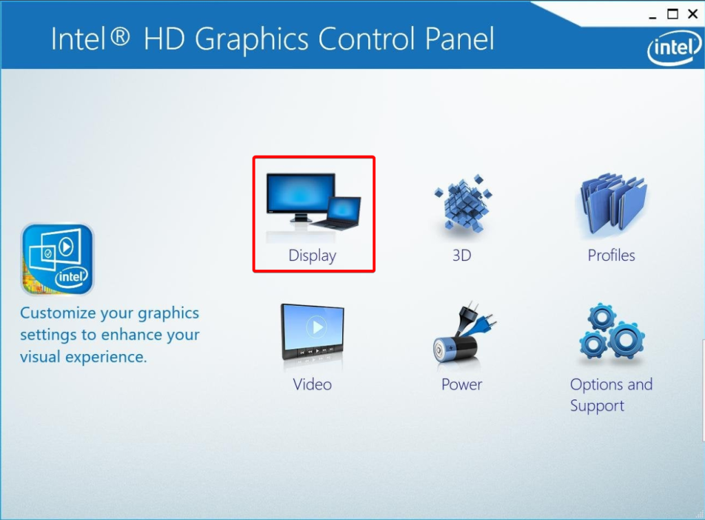 intel graphics control panel display option