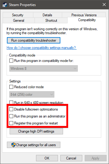 manually adjust compatibility settings