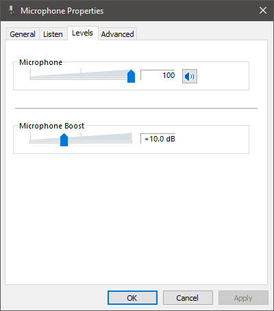 microphone volume level