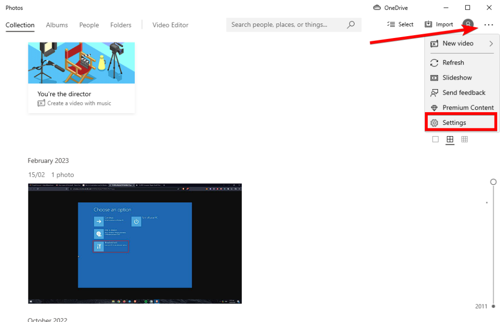 microsoft photo app settings
