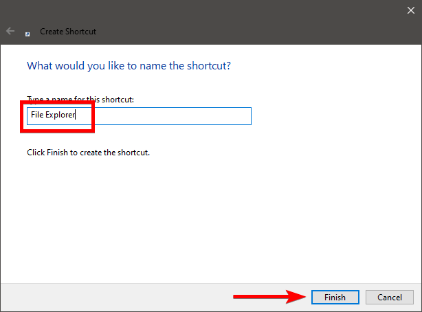 name new shortcut to file