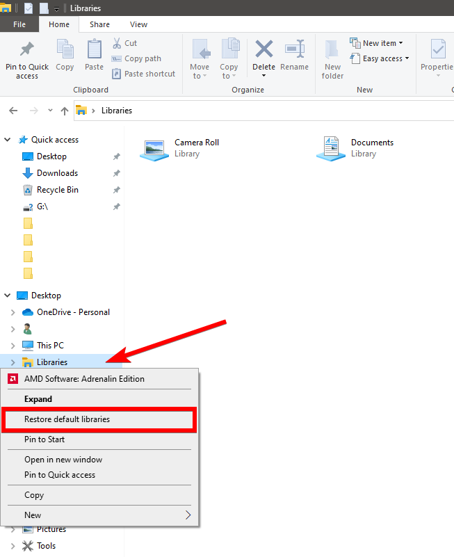 restore default libraries