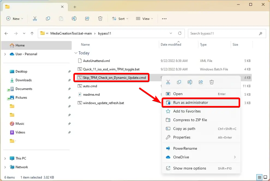 run skip tpm check as admin