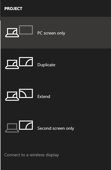 screen project options