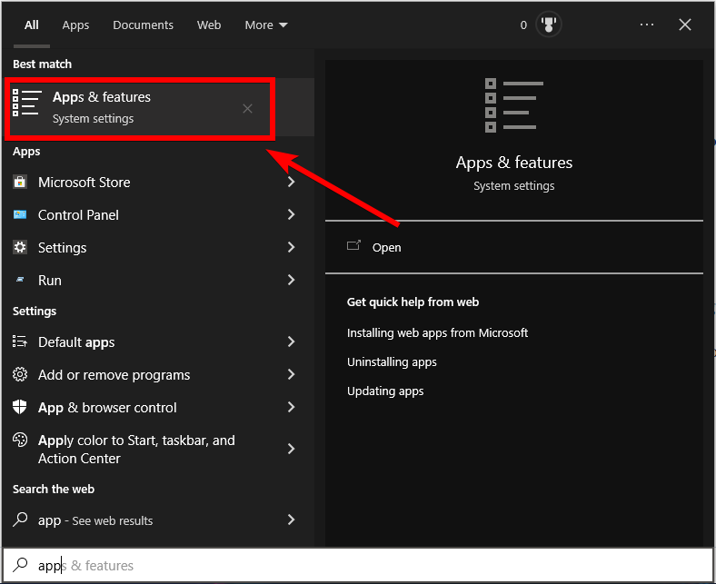 search apps and features